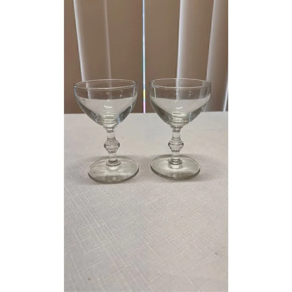 Vintage Champagne Coupes Crystal Platinum Rim Cocktail Glasses Set of 2
